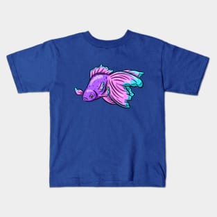 Tropical Fish Cartoon Illustration Goldfish Design Kids T-Shirt